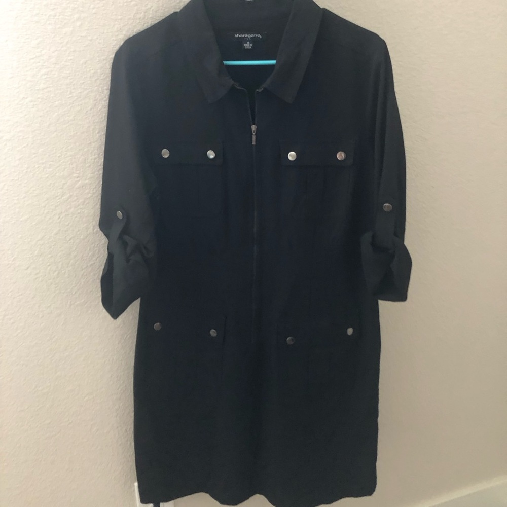 Sharagano women’s black 3/4 sleeve knee length dress size 14